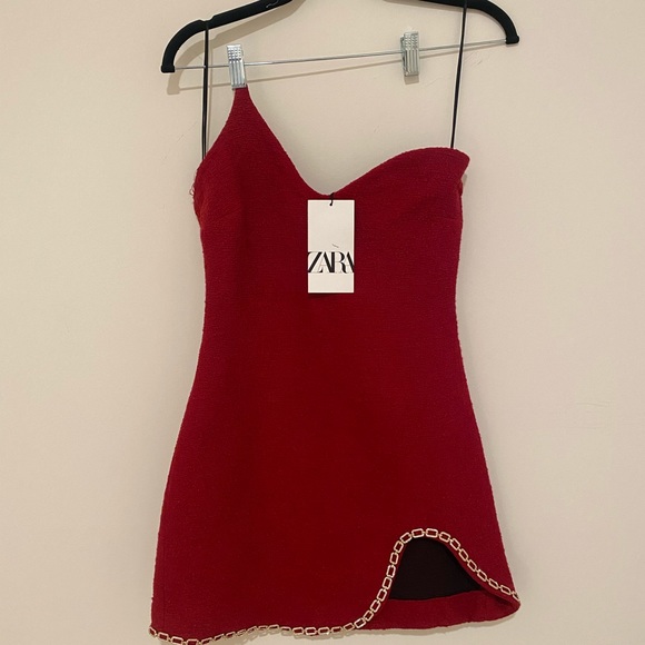 NWT ZARA Mini Asymmetric dress red - Picture 3 of 13